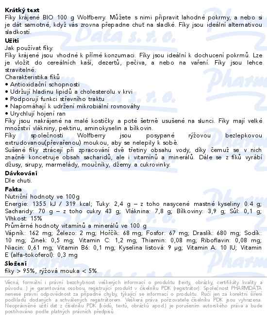 Fíky krájené BIO 100g Wolfberry - popis