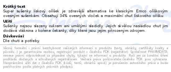 EMCO Super sušenky lískový oříšek 60 g - popis