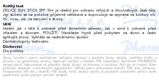 Delice Solaire ochranná opalovací tyčinka SPF50+ 5.5ml - popis