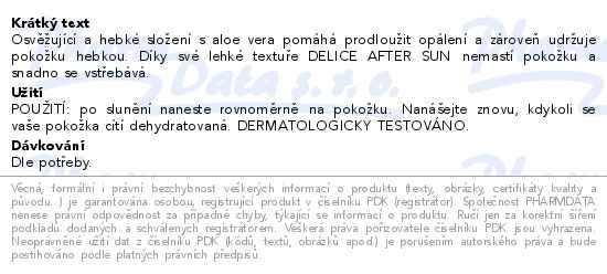 Delice Solaire osvěžující krém po opalování 200ml - popis
