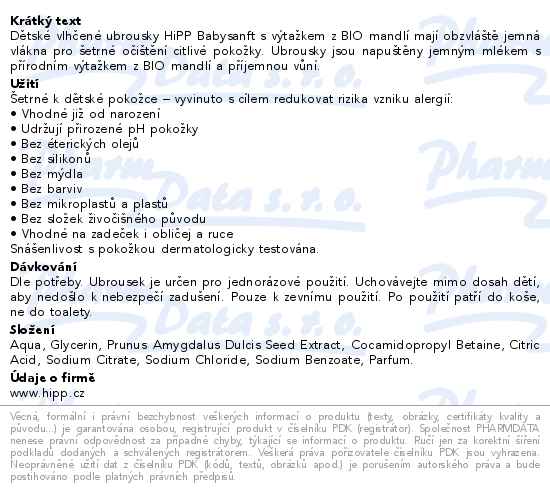 Hipp Babysanft čistící vlhčené ubrousky 4 x 48 kusů - popis