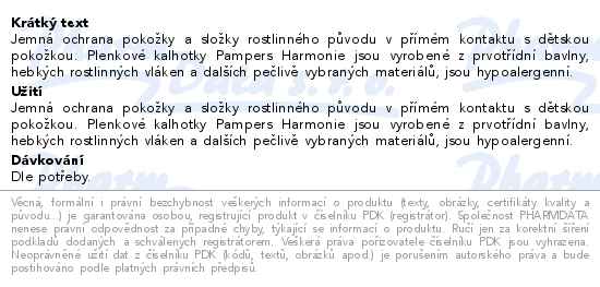 Pampers Harmonie New Baby 2 plenové kalhotky 4-8 kg 32 kusů - popis