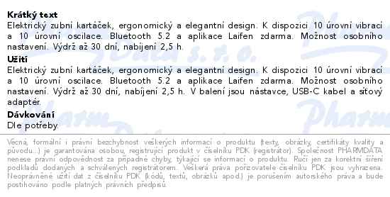Laifen Wave Elektrický kartáček aluminium LFTB01-A - popis