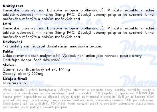Uro-strong Brusinky + zlatobýl 60 tablet - popis