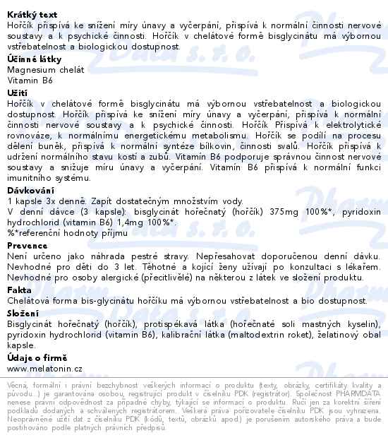 Magnesium chelát + B6 30 kapslí Clinical - popis