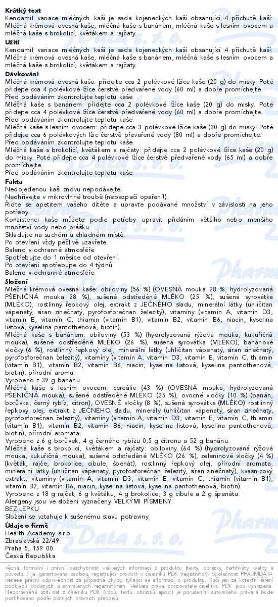 Kendamil variace mléčných kaší 4 x 150 g + dárek - popis