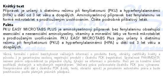 Pku Easy Microtabs Plus tablety s prodlouženým uvolňováním 6x100g - popis