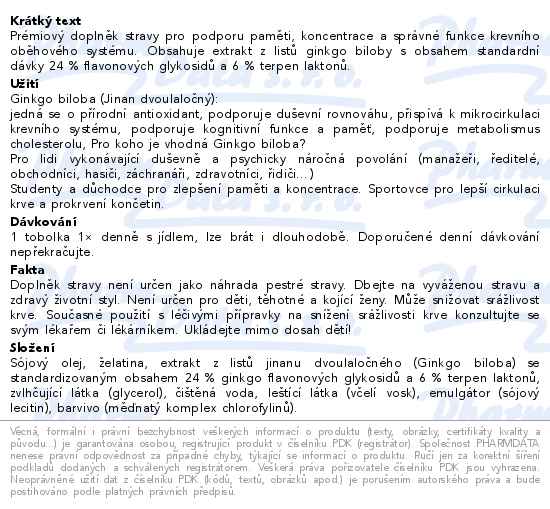 Movit Ginkgo Biloba 60 mg Forte 90 tobolek - popis