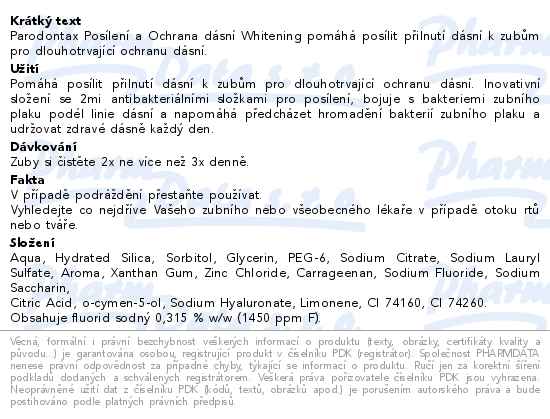 Parodontax Posílení a Ochrana dásní Whitening zubní pasta 75 ml - popis