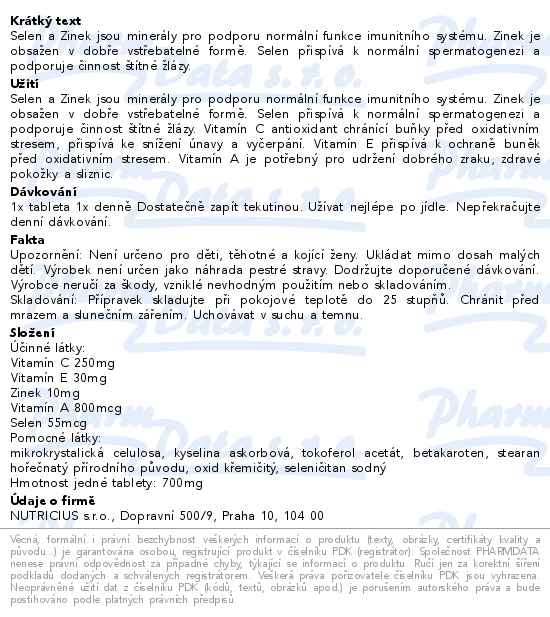 Zink-Sel Extra 60 tablet - popis
