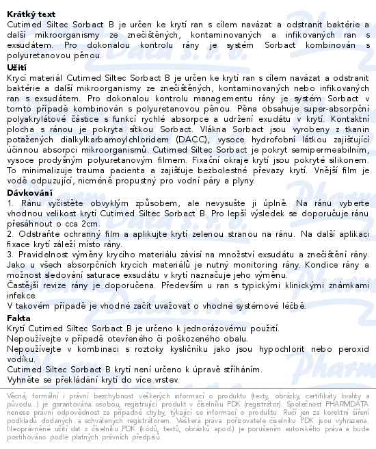 Cutimed Siltec Sorbact B antimikrobiální krytí sterilní 12.5x12.5cm 10ks - popis