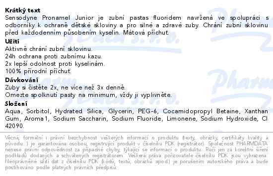 Sensodyne Pronamel Junior zubní pasta 50 ml - popis