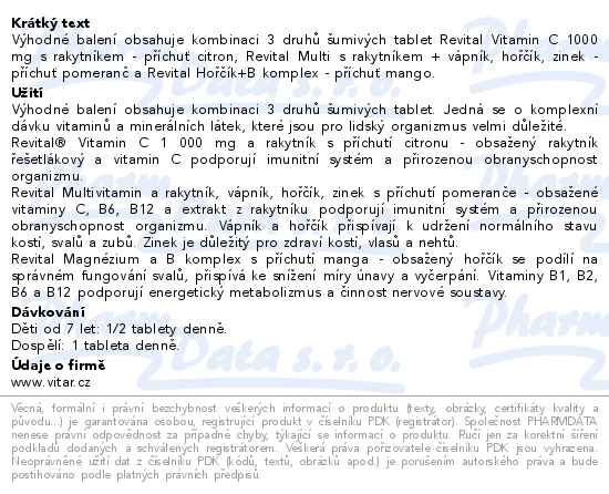 Revital Vitamin C + multivitamin + hořčík 3 x 20 šumivých tablet - popis