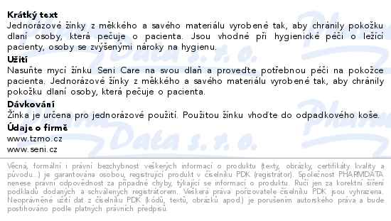 Seni Care mycí žínky s fólií 22.5x16 cm 50 kusů - popis