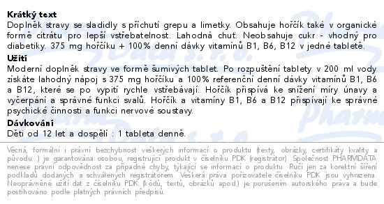 Magnesium B-komplex Fast 20 šumivých tablet AGmed - popis