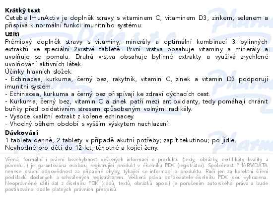 Cetebe ImunActiv HERBA + bylinné extrakty 30 tablet - popis