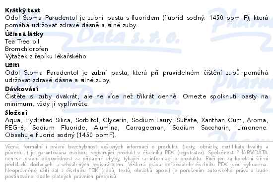 Odol Stoma Paradentol zubní pasta 75ml - popis