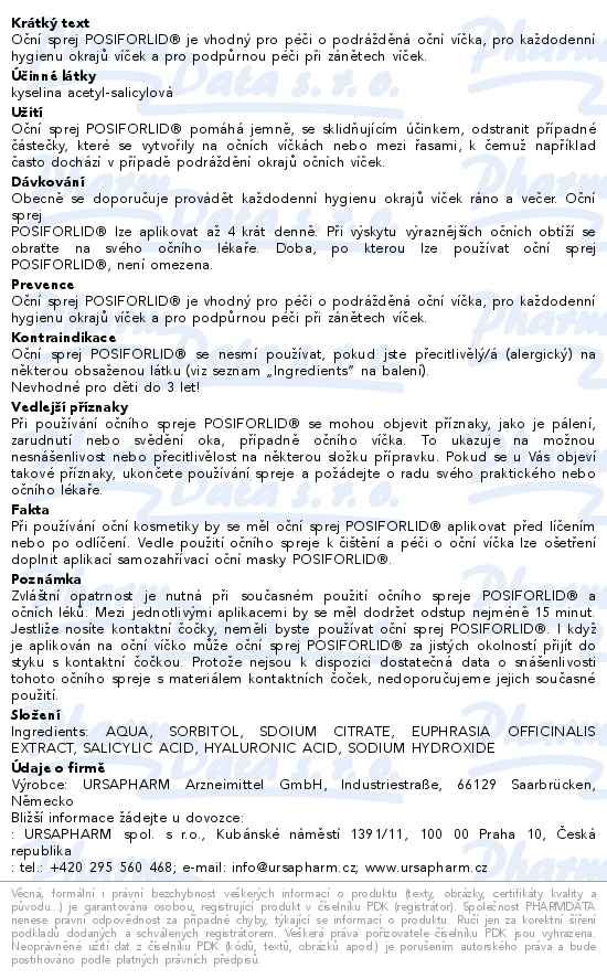 Posiforlid Oční Sprej Pro Péči O Víčka 15ml - popis