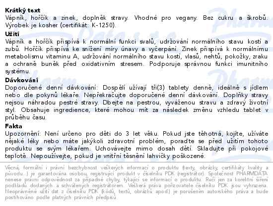 Solgar Vápník+Hořčík+Zinek 100tablet - popis