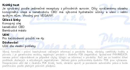 Jelení lůj CARE hydratační konopí s CBD - popis