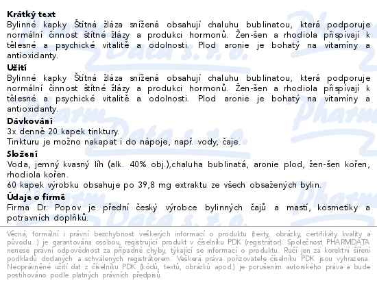 Dr.Popov Kapky bylinné Štítná žláza snížená 50ml - popis