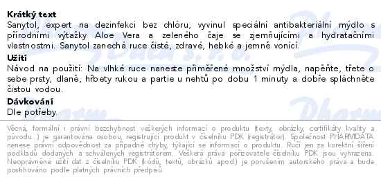 Sanytol Tekuté mýdlo antibakteriální hydratující 250 ml - popis
