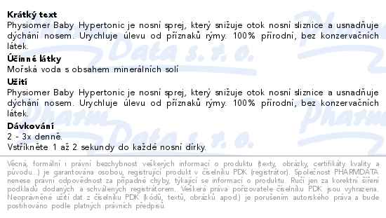 Physiomer Baby hypertonic 115 ml - popis