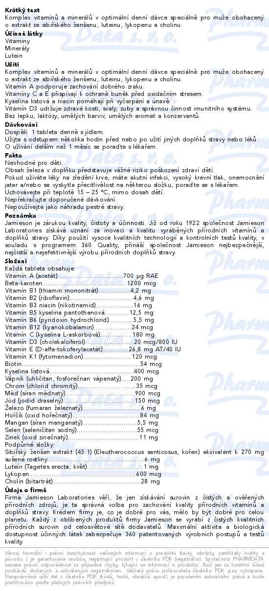 Jamieson Multi COMPLETE pro muže 90 tablet - popis