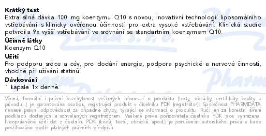 GS Koenzym Lipo Q10 100 mg 60 kapslí + 10 kapslí navíc - popis