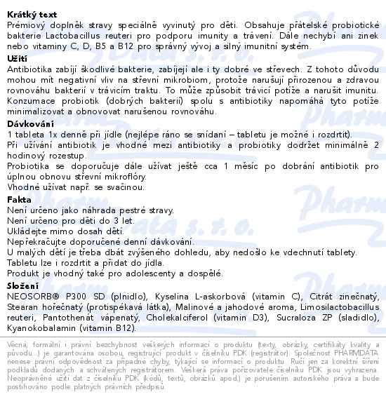 MOVit Energy Probiotika pro děti s vitamíny 60 cucavých tablet - popis