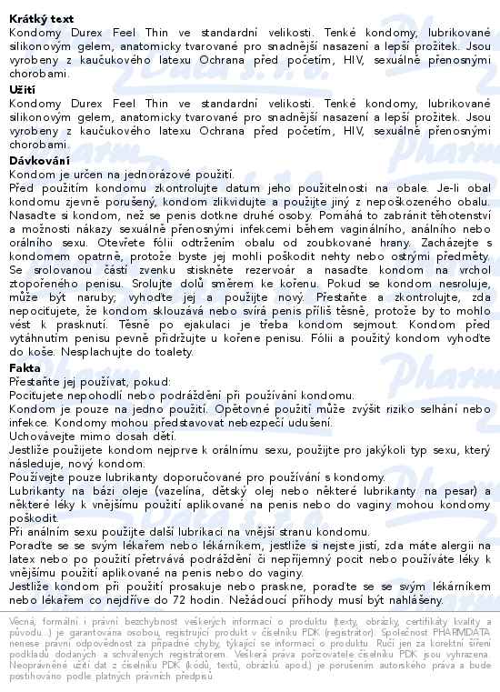Durex Feel Thin prezervativ 24 kusů - popis