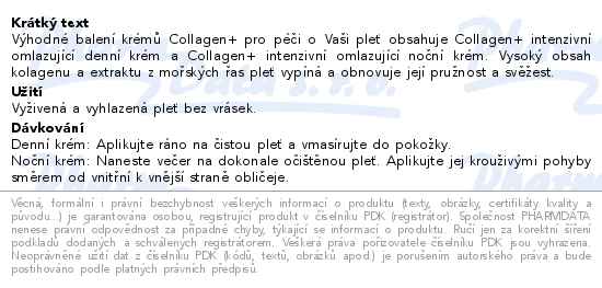 Dermacol Collagen+ denní+noční omlazující krém 2x50ml - popis