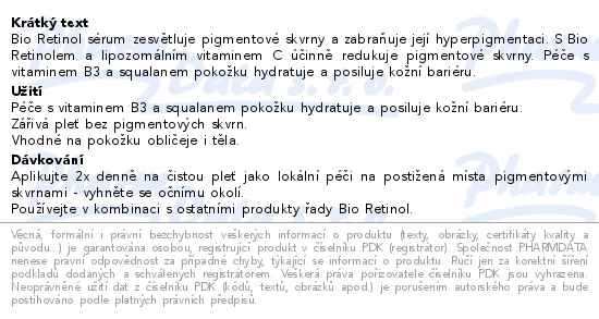 Dermacol Bio Retinol sérum proti pigmentovým skvrnám 12 ml - popis
