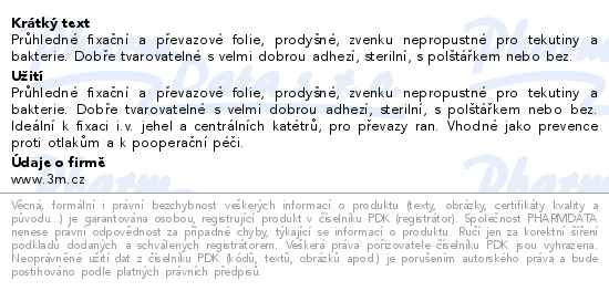 3M Tegaderm transparentní převazová fólie 6x7cm 1624W 100ks - popis