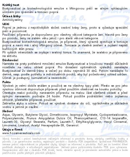 FC Bustyceutical Emulze na zpevnění a tonizaci poprsí 125 ml - popis