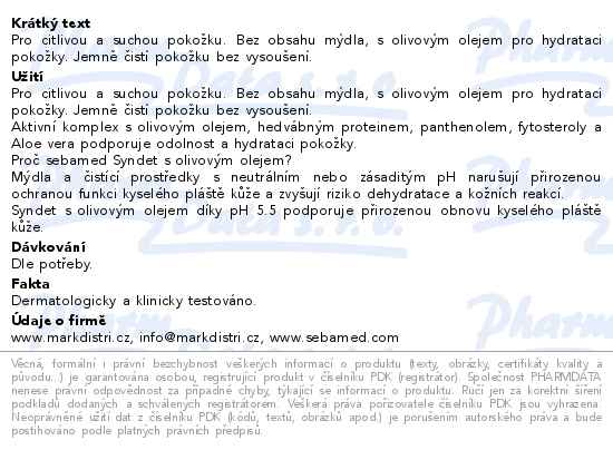Sebamed Syndet olivový 150 g - popis