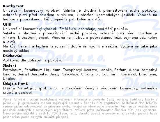 Vazelína bílá kosmetická Valinka 100ml - popis