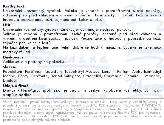 Vazelína bílá kosmetická Valinka 1000 ml - popis