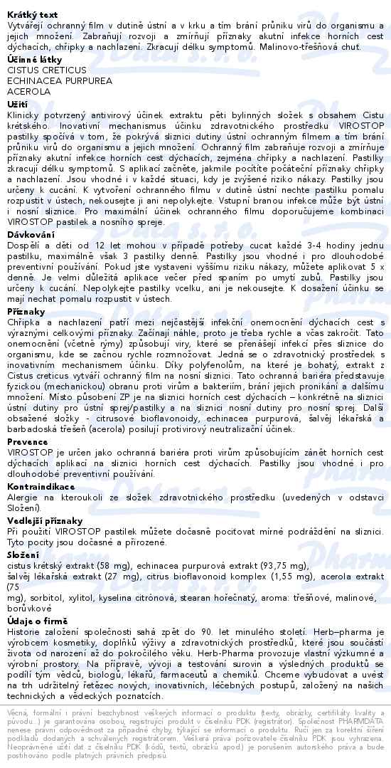Fytofontana Virostop pastilky lesní ovoce 20 pastilek - popis