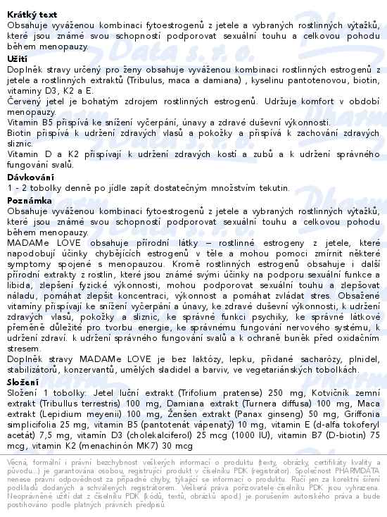 Biomin MADAMe LOVE 120 tobolek + 60 tobolek zdarma - popis