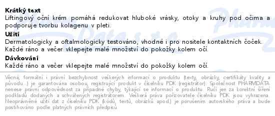 Weleda Liftingový krém na kontury očí a rtů Modrý hořec a Protěž alpská BIO 10 ml - popis