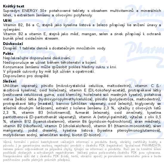 Supradyn Energy 50+ 90 tablet - popis