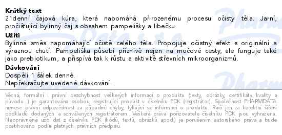 Leros Tělo Očista bylinný čaj 21 x 1.8 g - popis