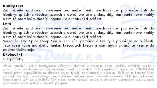 Old Spice Deep Sea sprchový gel 3v1 EXTRA-XL 1000ml - popis