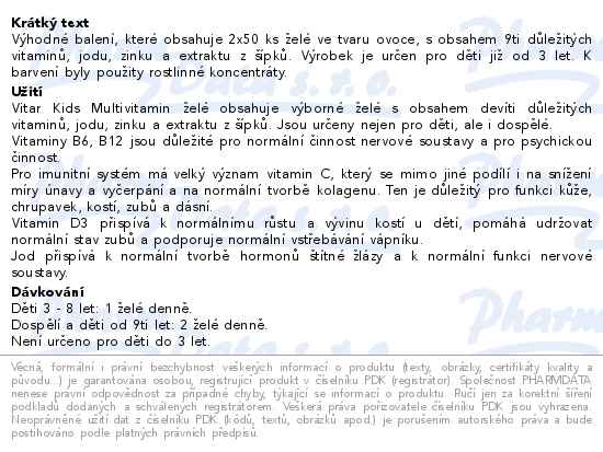 Vitar Multivitamin Bob a Bobek želé 2x 50 kusů - popis