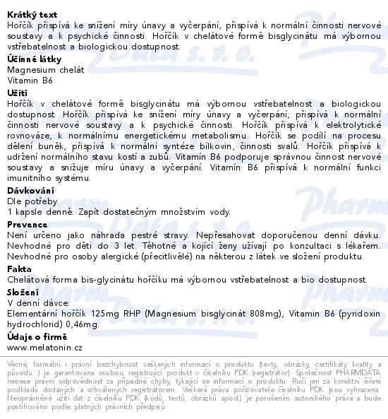 Magnesium chelát + B6 2x100 kapslí dárkové balení - popis