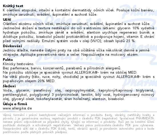 Allergika krém na oční víčka MED 15 ml - popis