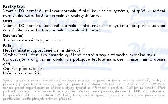 Detritin Forte Vitamin D3 4000 IU 60 měkkých tobolek - popis