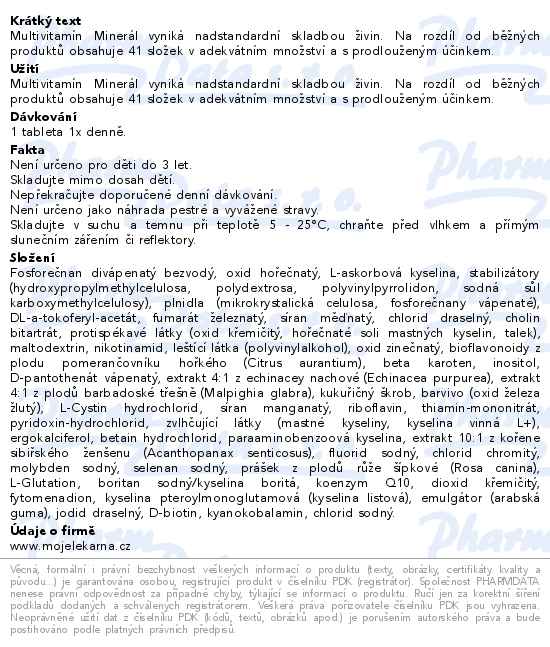 Multivitamín Minerál 60+60 tablet Moje lékárna - popis