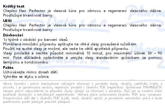 Olaplex N°3 Hair Perfector 100ml - popis